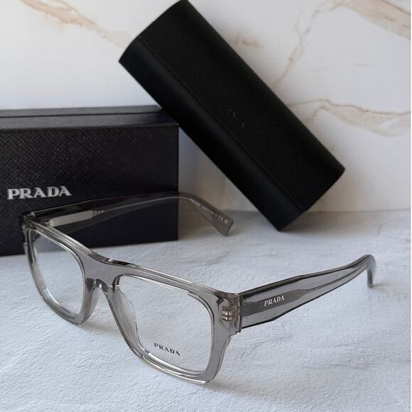 NEW Prada PR C01V Transparent Grey Unisex Eyeglasses Frames